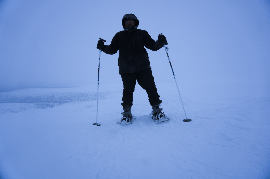 Snowshoeing along the Kiirunapolku Circle Trail.